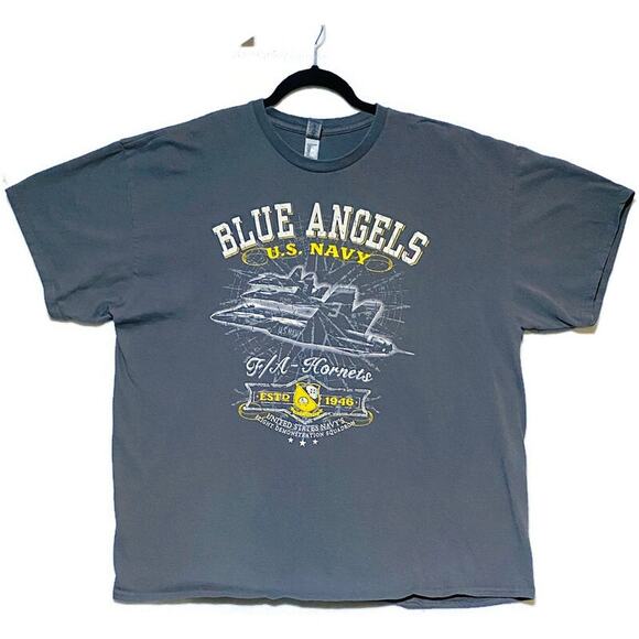 US Navy Blue Angels T-Shirt Men's Size 2XL Grey Short Sleeves by Gildan - Picture 1 of 5